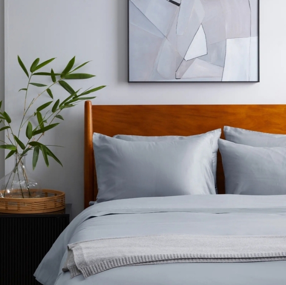 NWOT! Quince 100% Organic Sateen Blue Cotton Duvet Cover ! Sz. Queen (621) - Picture 3 of 9